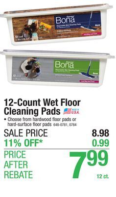 Menards Bona disposable wet cleaning pads for hardwood floors - 12 ct offer