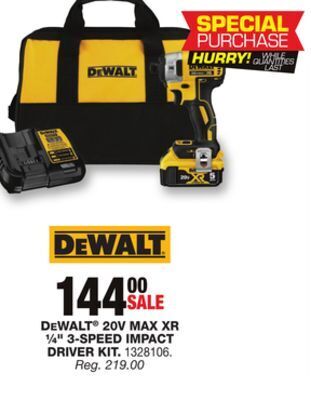 Blain's Farm & Fleet Dewalt 20v max xr ¼ 3-speed impact driver kit offer
