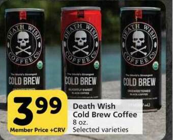 Pavilions Death Wish Cold Brew Coffee offer