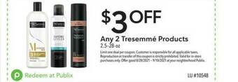 Publix Tresemmé Products offer