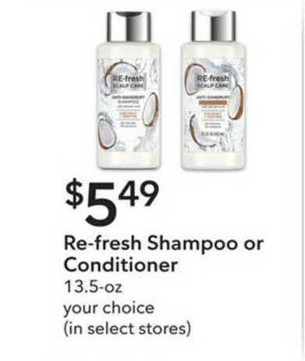 Publix Re-fresh Shampoo Or Conditioner offer