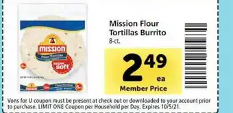Vons Mission Flour Tortillas Burrito offer