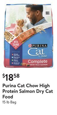 Walmart Purina cat chow high protein salmon dry cat food offer