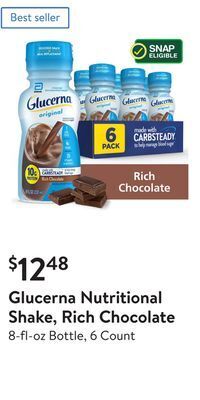 Walmart Glucerna nutritional shake, rich chocolate offer