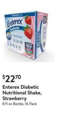 Walmart Enterex diabetic nutritional shake, strawberry offer