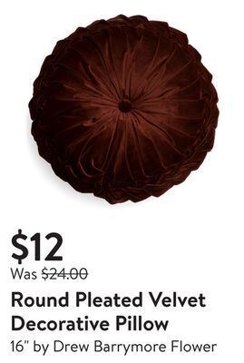 Walmart Round pleated velvet decorative pillow offer