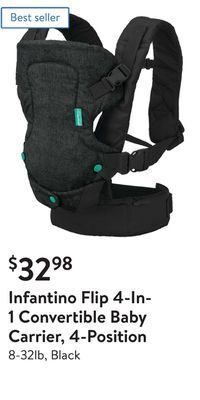 Walmart Infantino flip 4-in-1 convertible baby carrier, 4-position offer