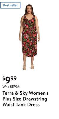 Walmart Terra & sky women's plus size drawstring waist tank dress offer
