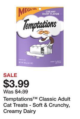 Petsmart Temptations classic adult cat treats - soft & crunchy, creamy dairy offer