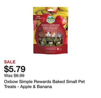 Petsmart Oxbow simple rewards baked small pet treats - apple & banana offer