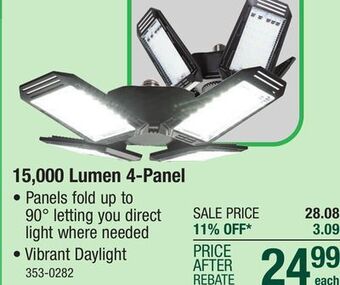 Menards Gt-lite 750-watt equivalent 4-panel daylight led light bulb offer