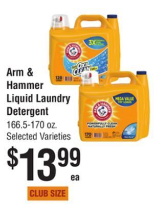 Smart & Final Arm & hammer liquid laundry detergent offer