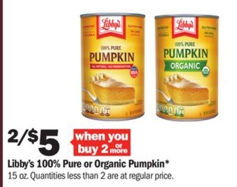 Meijer Libby's 100% pure or organic pumpkin offer