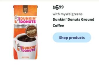 Walgreens Dunkin' donuts ground coffee offer