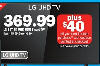 Meijer Lg 55 4k uhd hdr smart tv offer