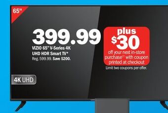 Meijer Vizio 65 v-series 4k uhd hdr smart tv offer