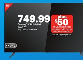 Meijer Samsung 75 4k uhd hdr smart tv offer