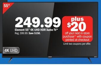 Meijer Element 55 4k uhd hdr xumo tv offer