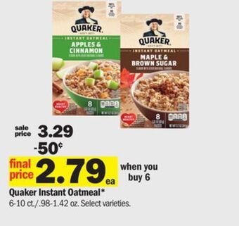 Meijer Quaker instant oatmeal offer