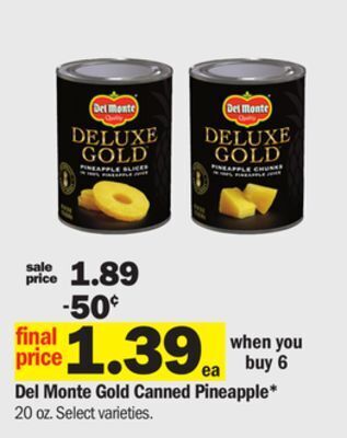Meijer Del monte gold canned pineapple offer