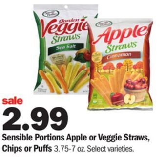 Meijer Sensible portions apple or veggie straws, chips or puffs offer