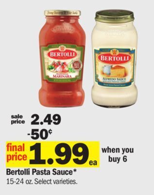 Meijer Bertolli pasta sauce offer