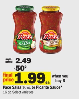 Meijer Pace salsa 16 oz. or pace picante sauce 16 oz offer