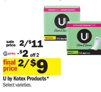 Meijer U by kotex products offer