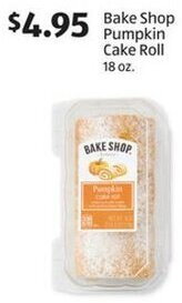 Aldi Bake Shop Pumpkin Cake Roll 18 oz. offer