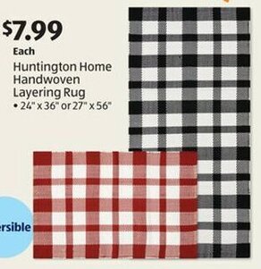 Aldi Huntington Home Handwoven Layering Rug 24" x 36" or 27" x 56" offer