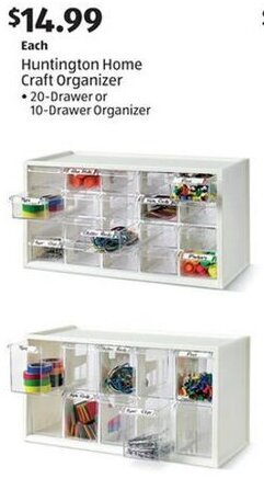 Aldi Huntington Home Craft Organizer 20-Drawer or 10-Drawer Organizer offer