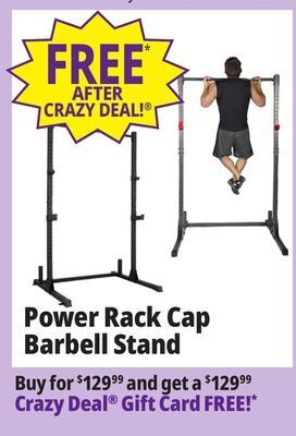 Ocean State Job Lot Barbell power rack with 800 lb weight capacity offer