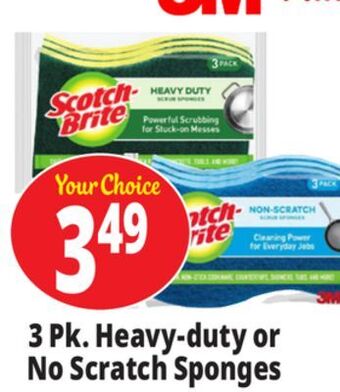 Ocean State Job Lot Scotch-brite heavy-duty scrub sponges, 3 count offer