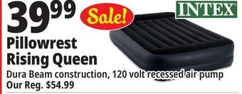 Ocean State Job Lot Intex queen dura-beam pillow rest raised air mattress with internal pump offer