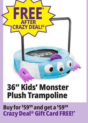 Ocean State Job Lot Pure fun 36 monster plush jumper trampoline with handrail offer