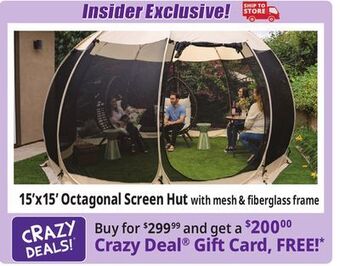 Ocean State Job Lot Crown shades 15' x 15' pop-up octagonal screen hut offer