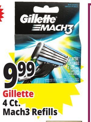 Ocean State Job Lot Gillette mach3 razor blade refills, 4 count offer