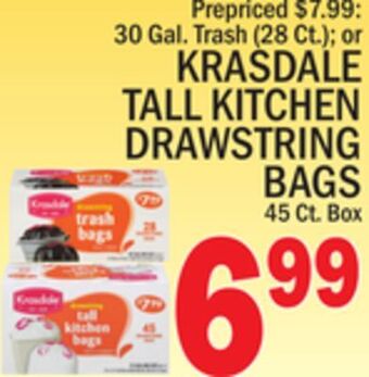C Town Krasdale tall kitchen drawstring bags 45 ct. box offer