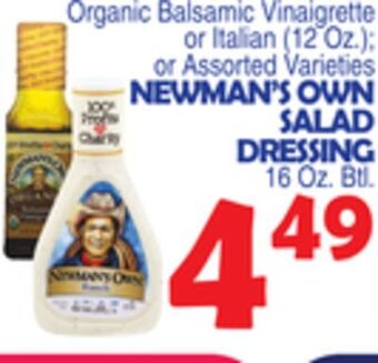 Bravo Supermarkets Newman's own salad dressing 16 oz. btl offer