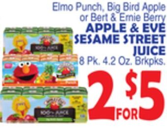 Bravo Supermarkets Apple & eve sesame street juice offer