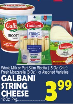 Bravo Supermarkets Galbani string cheese 12 oz. pkg offer