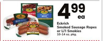 ACME Eckrich smoked sausage ropes or li'l smokies offer