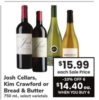 ACME Josh cellars, kim crawford or bread & butter offer