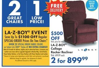 Boscov's La-z-boy collage rocker recliner offer