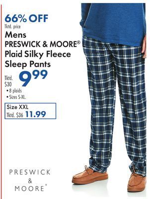 Boscov's Mens preswick & moore plaid silky fleece sleep pants offer