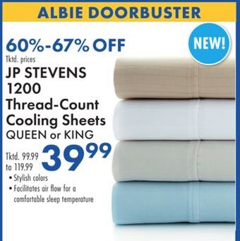 Boscov's Jp stevens 1200 thread-count cooling sheets offer