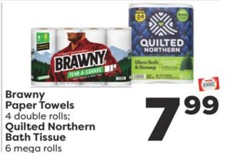 Weis Markets Brawny paper towels 4 double rolls quilted northern bath tissue 6 mega rolls offer