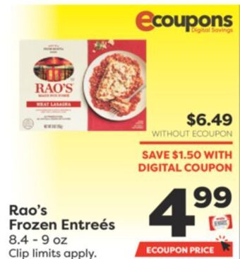Weis Markets Rao's frozen entreés offer