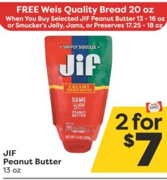 Weis Markets Jif peanut butter offer