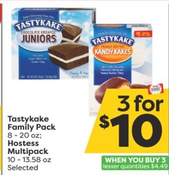 Weis Markets Tastykake family pack 8-20 oz hostess multipack 10-13.58 oz offer